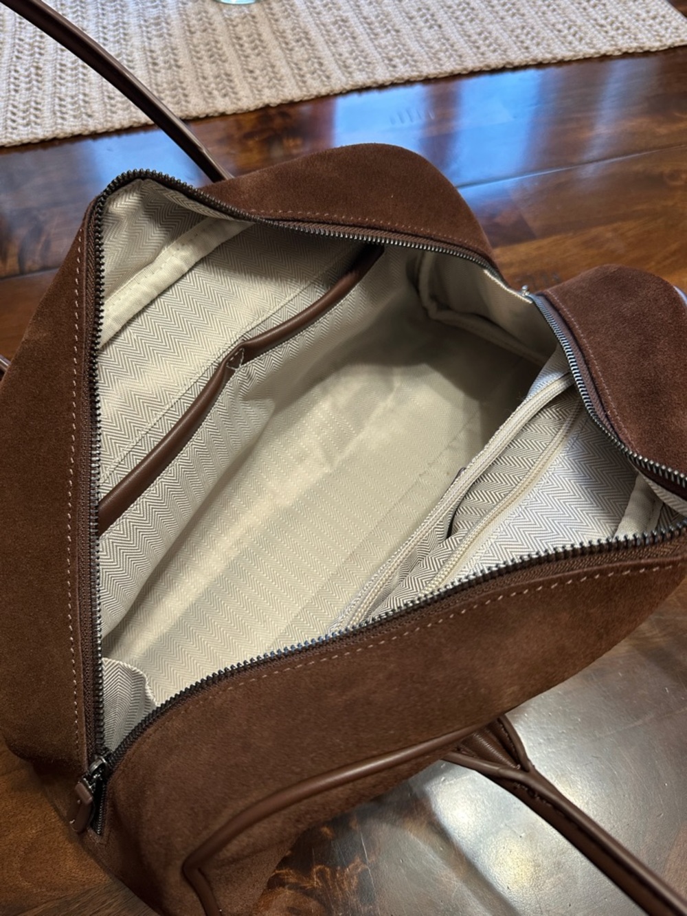 Classic Brown Suede Women's Shoulder Bag - Elegant Everyday Tote - Picture 5 of 11
